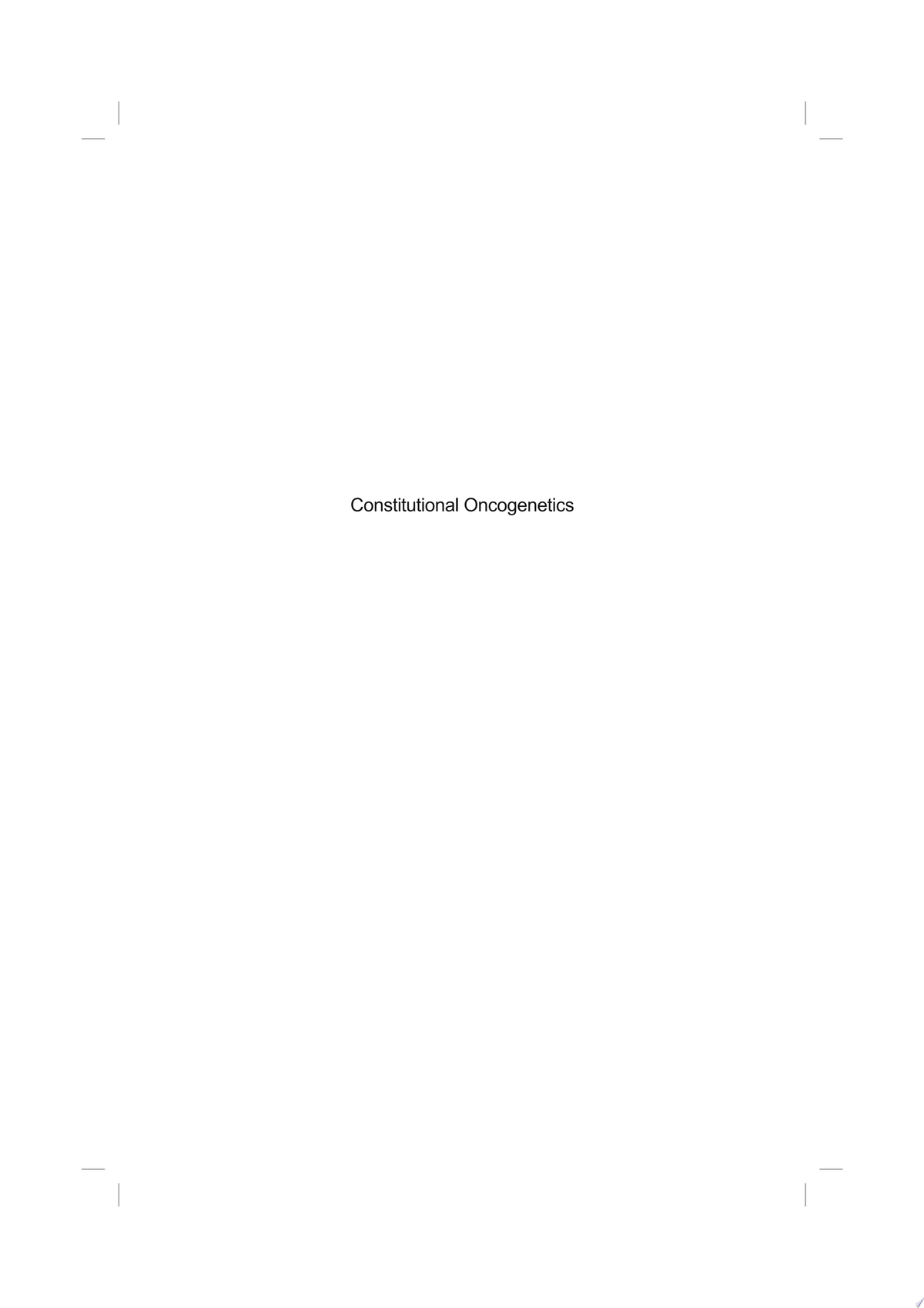 Constitutional Oncogenetics