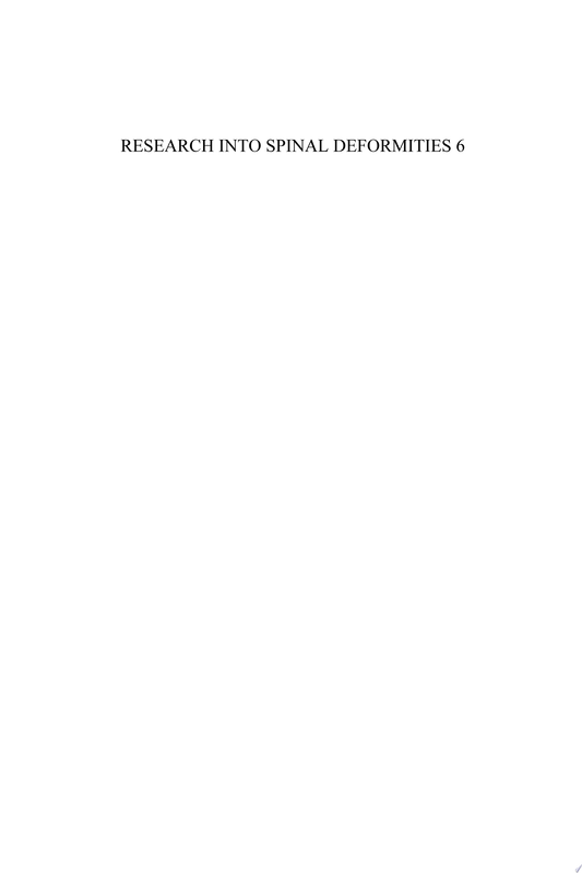 Research into Spinal Deformities 8 (Studies in Health Technology and Informatics)
