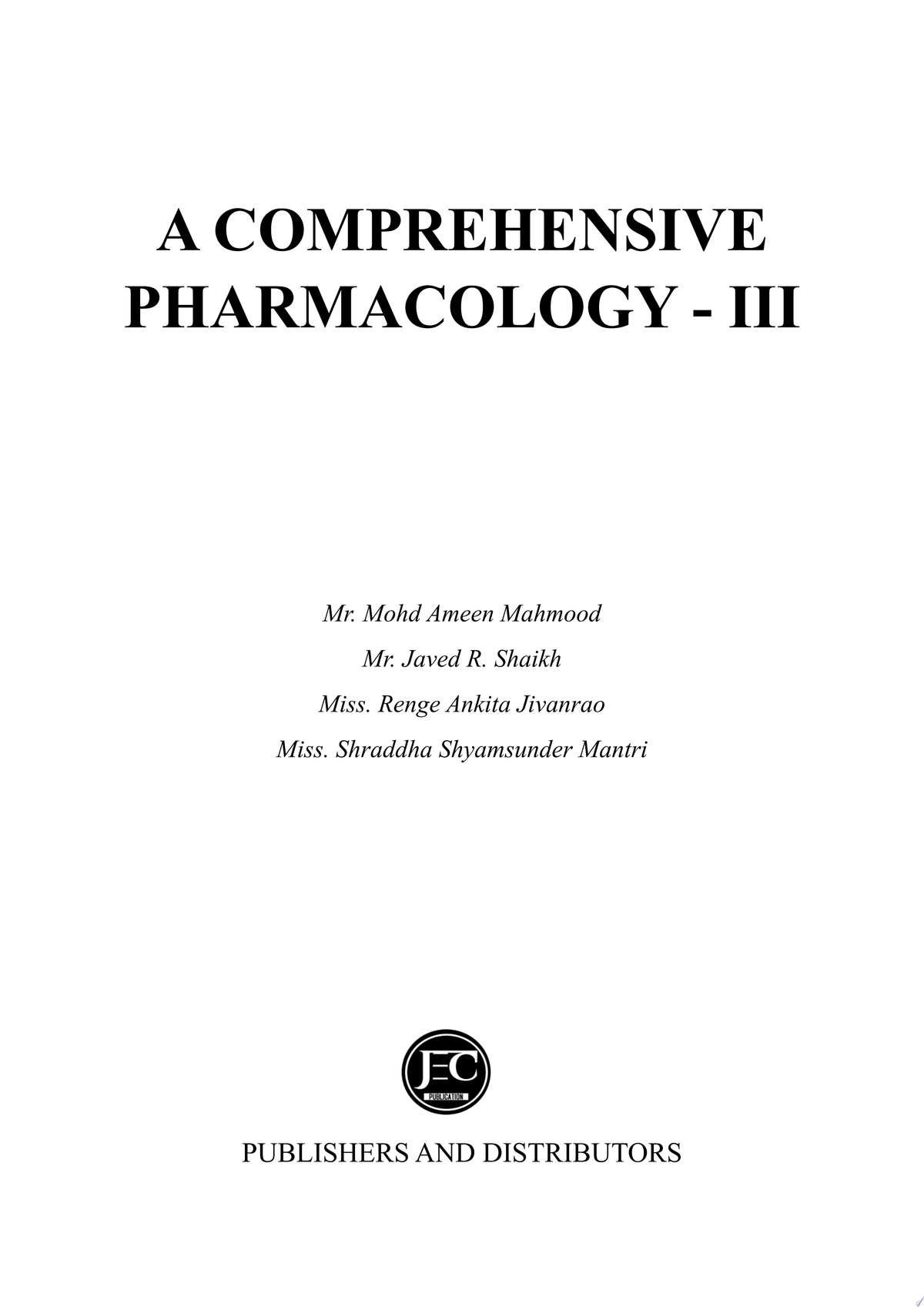 Comprehensive Pharmacology